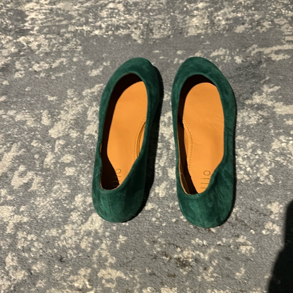 Suede Green Flats